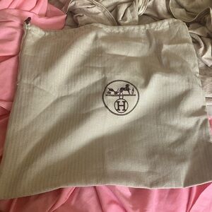 Hermes beige dust bag with brown logo